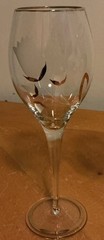 Lot Of 4 Vintage Romanian Crystal Wine Glasses,etched Roses W/Gold Accent