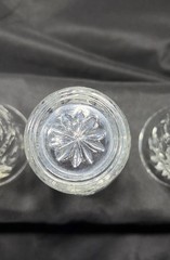 Set Of Five Early American Prescut Juice Glasses Star Starburst (2) 4.5”(3) 3.5”