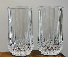 2 Longchamp 10 oz Crystal Flat Tumblers by Cristal D’Arques-Durand Discontinued