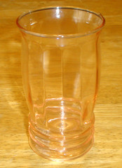 Vintage 1930s Pink Depression Glass Optic Paneled Flared Top Juice Tumblers 3 Pc