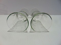 4 Libbey Interlude Parfait Glasses Smooth Stem Gray Cut Swirl Leaves 1968- (B)