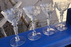 Antique Tiffin Franciscan BYZANTINE Cocktail Liquor Glasses 4 pcs 1930s Gimlet