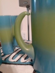 RARE Vintage 60′ MCM GREEN & BLUE Frosted Blendo Pitcher and Glass Set Ombré