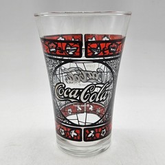 Coca-Cola Stained Glass Pint Glass Clear Red Black Logo Tumbler Drinkware