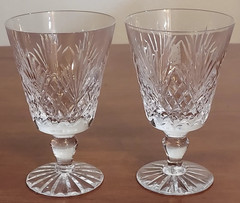 Royal Doulton JUNO Cut Fan Criss Cross Elegant Glass CLARET WINE GOBLETS Set 2