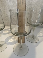 Vintage Retro Long Stem Wine Glasses Green Hue 7′ Set of 4