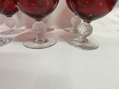 Vintage Morgantown set of 6 Spanish Red Golf Ball Sherbet Coupe Glasses 4 1/8”