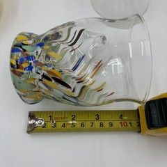 Set of 2 Hand Blown «White Crystal» Clear Glass Confetti Coffee Mug Tea Cup
