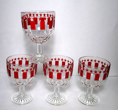 4 Bartlett & Collins Goblets 16 oz Red Stars & Stripes 6″ Beer Mugs
