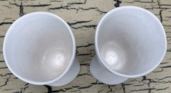 2 VTG Peter Saenger White Porcelain Art Pottery Goblets Vase Signed Set MCM Rare