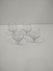 Vintage Cutty Sark Clipper Ship. 4. Etched Crystal Brandy Cordial Snifters