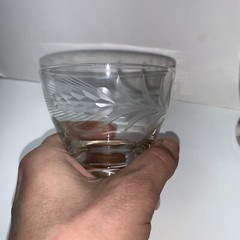 Vintage Set Of 3 Wheat Etched Low Ball Glasses 3” High MCM Heavy Round Bottom