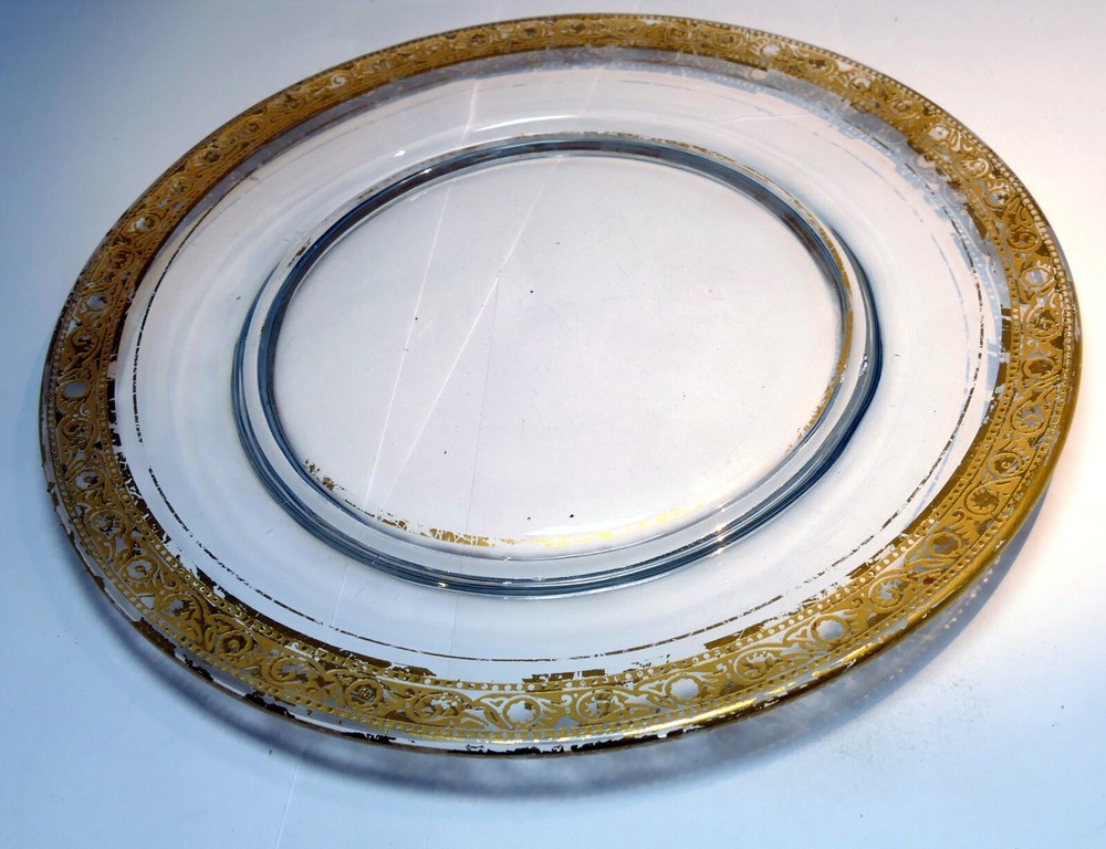 One Tiffin Glass Minton Gold rim charger presentation 8″ Salad Plate