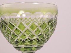 Val Saint-Lambert Rhine Wine Glass, Cut to Clear, Lush Green