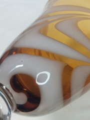 Vintage Amber White Swirl Art Glass Goblet Hand Blown Murano Style Wine Water