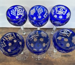 Nachtmann Traube Colbalt blue cut to clear set of 6 cordials