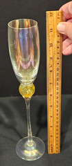 Vintage Signed Brioni Art Glass Iridescent Stem Champagne Wine Flute Goblet