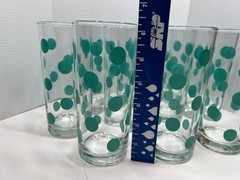 Set of 10 Turquoise Polka Dot Drinking Glasses almost match South Beach dishes