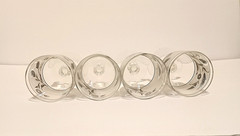 Libbey Stemmed Frosted Glasses Silver Leaf Design Vintage Set of 4