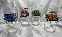 Vintage Hazel Atlas Automotive Collectible 5 1/4” Drinking Glasses, Set of 4