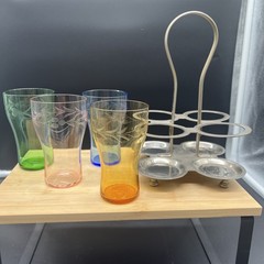 VTG FABERWARE Glass Holder w/4 Etched Glasses