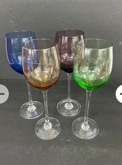 Lenox Tuscany Seasons (4) Water Goblets, 9¼» SET- Blue Amber Green Purple