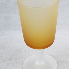 Set of 2 MCM Frosted Amber Gradient Colored Footed 5 3/8″ Tall Glasses
