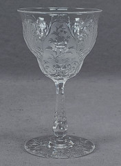 Stevens & Williams Intaglio Engraved Rose & Shell Rock Crystal Wine Glass