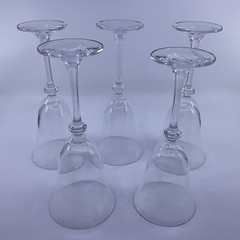 Mikasa Alexandra Pattern Crystal 9 1/4” Flared Glasses w/Two Rings Set Of 5