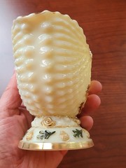 Nice Northwood Custard Glass Nautilus (Argonaut Shell) Hand Painted Spooner