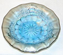 St Clair Carnival Glass Red Grapes and Cable Tumbler & Ice Bllue Grapes 5″ Plate
