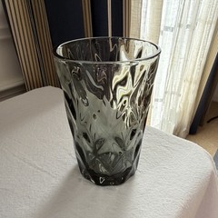 Pretty smoky gray diamond pattern glass pitcher and 4 glasses tumblers set