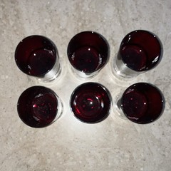Vintage Cavalier Ruby Red Wine Glasses Cristal D Arques Durand 4.5” Set 6 France