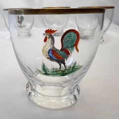 Hand-Painted Vintage Rooster 4 & 6 oz. Glassware Lot of 6 Tumblers