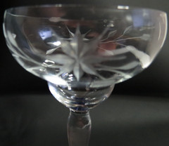 Weston WGL2 Gray Cut Floral Clear Bowl Cobalt Blue Foot – Liquor Cocktail Glass
