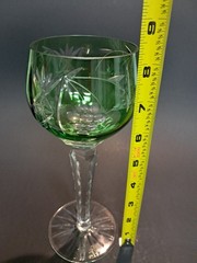 Nachtmann Traube 8.25” Emerald Green Tall Hock Wine Glass Cut To Clear 24% Lead
