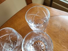 Vtg 4 Stunning Heavy Cut Crystal Low Ball Whiskey Rocks Glass Swirl Cross Star