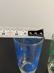 Vintage Juice Glasses Swanky Swigs Green Blue Black Lot Of 3