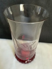 Vintage Duncan Miller No. 560 Ruby Glass Foot Sailfish Cut Tumbler