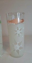 4 Vintage Frosted Glass Atomic Snowflake Diamond High Ball Ice Tea Tumblers MCM