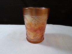 Fenton Marigold Carnival Glass Floral & Grape Tumbler