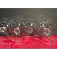 Vintage Tiffin-Franciscan Sorbet Sherbet Glasses 4 Etched Vertical Leaf Cuts