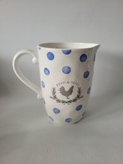 Susan WInget Feed & Seed Polka Dot Water Pitcher Urban Farmhouse Blue 8.5″x6″