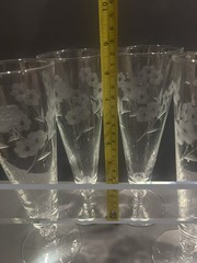 4 Vintage Libbey Pilsner Beer/Wine Glasses Crystal GLENMORE PATTERN Compotes