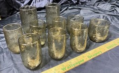 Lot 9 Anchor Hocking Sherwood Leaves Smoke Brown Juice Tumbler Rocks Glasses