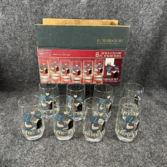 Vintage 1988 Anchor Hocking 8 Pc Welcome Friends 12 Oz Glasses W/Box Country