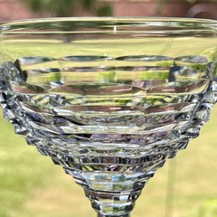 Set of 6 Webb England Cut Crystal Champagne Coupe Stacked Geometric Art Deco