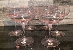 6 Vintage Pink Crystal Champagne glass 5.25 International Japan New