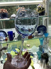 5 Cobalt Blue Lovers Variety Etched Wine Martini Champagne Flute Glasses