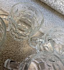 Lot of 6 Vintage Arcoroc France Britannia Beer Mugs Thumbprint Clear Glass 5″